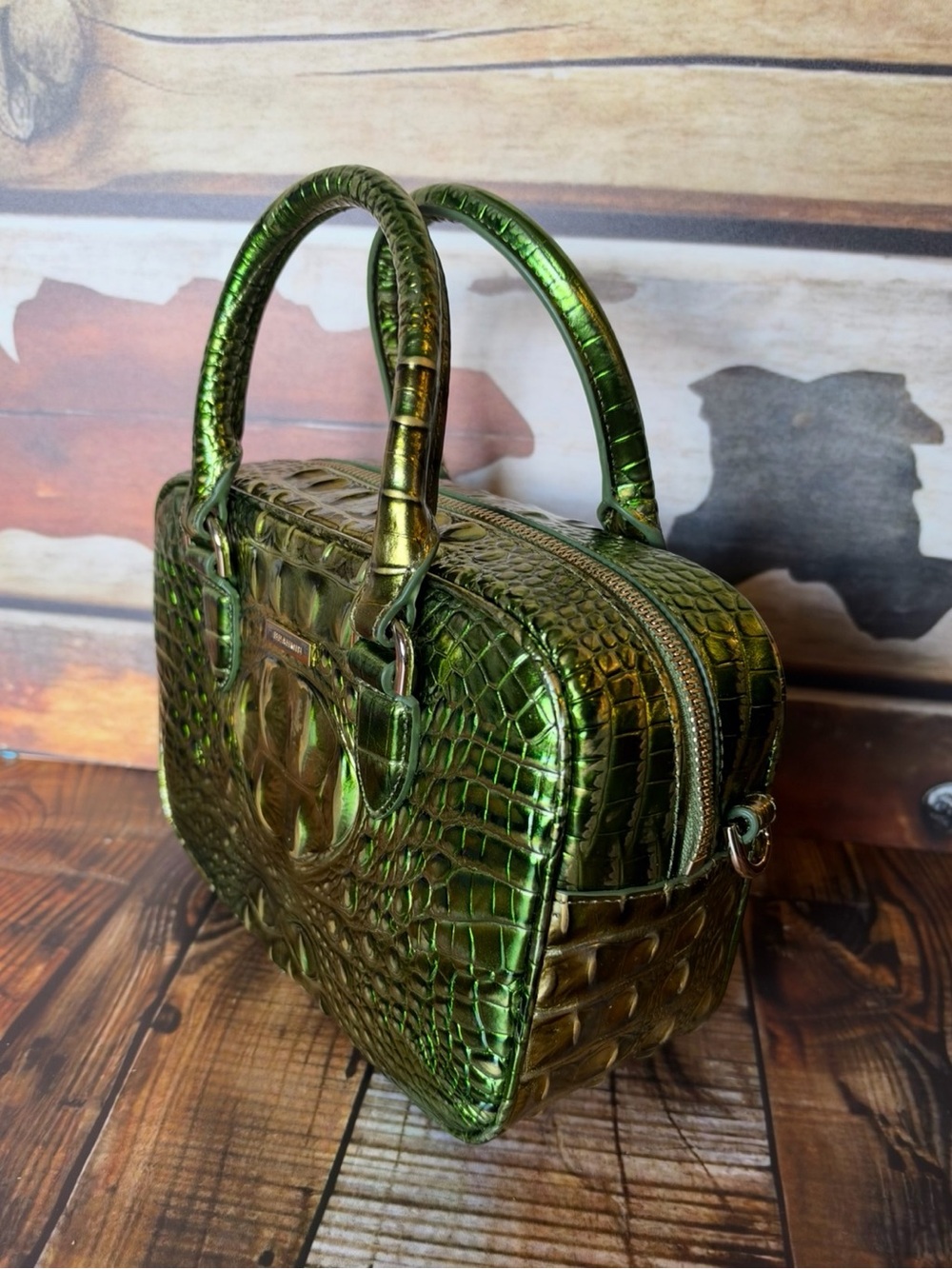 Firm ~~ 2x eyes Brahmin Mara Cacti Green Metallic Beauty NWT - Picture 6 of 16